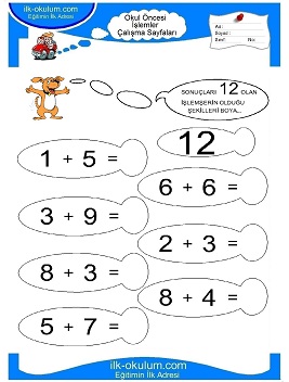 Çocuklar İçin toplam işlemi yaprak testleri 